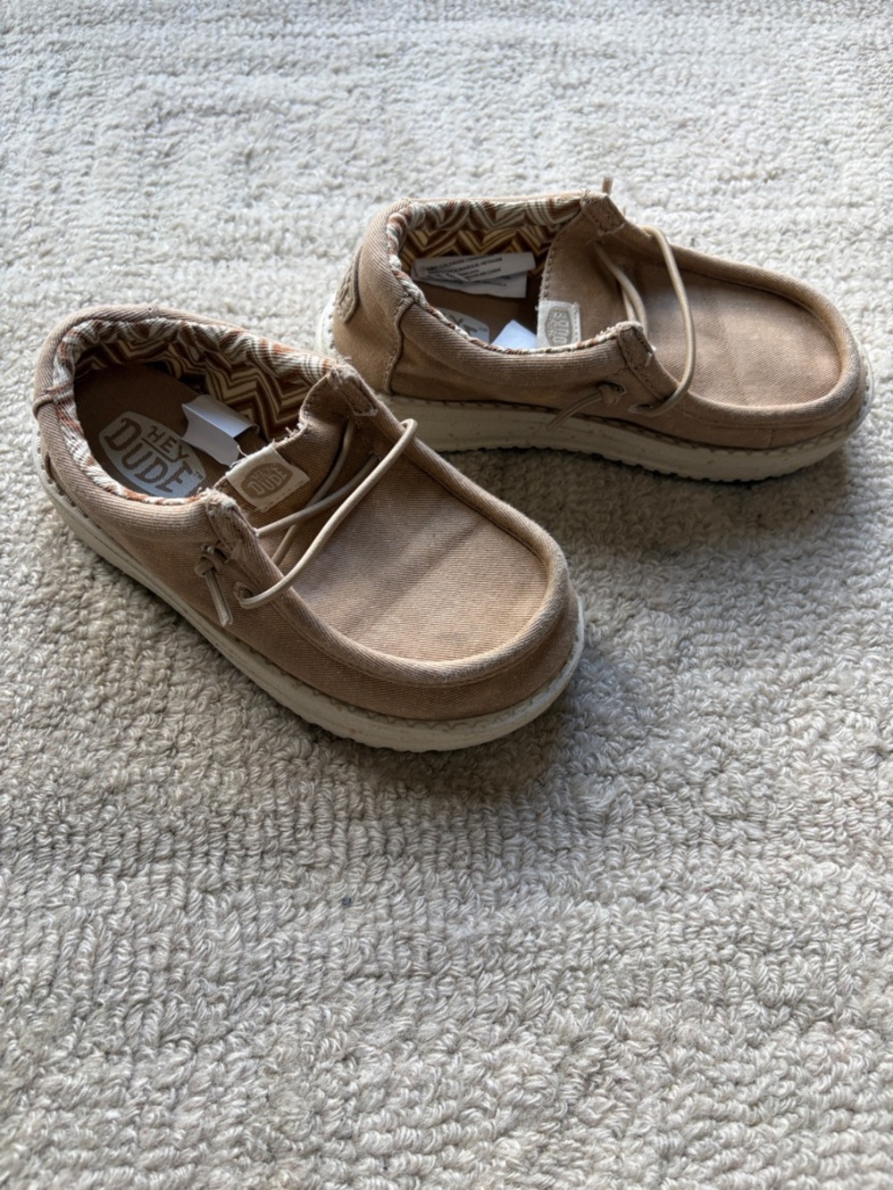 Hey Dude Kids Tan Canvas Slip-On Sneakers